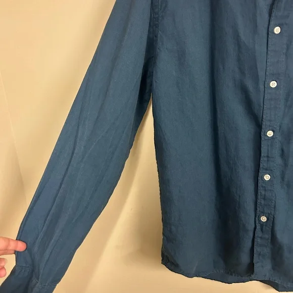 J Crew Irish Linen Blue Button Down Shirt Men’s Size L Baird McNutt - Picture 3 of 5